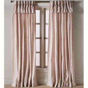 Anthropologie Pink and White Striped Curtains